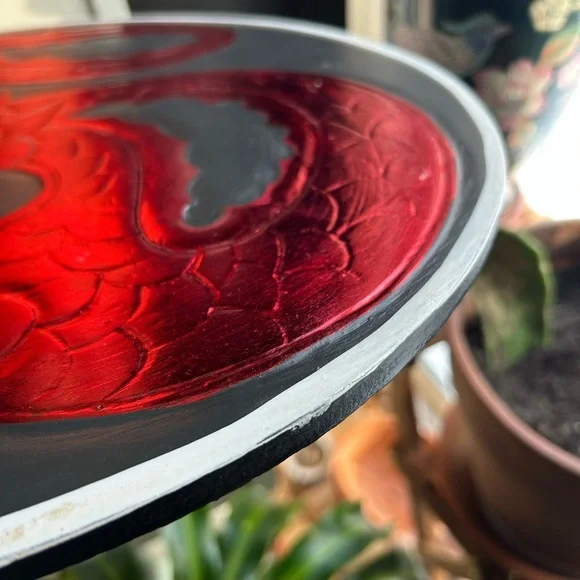 Vintage 15.75" Red and Black Dragon Fantasy Whimsy Wall Art Handcarved - Picture 7 of 16